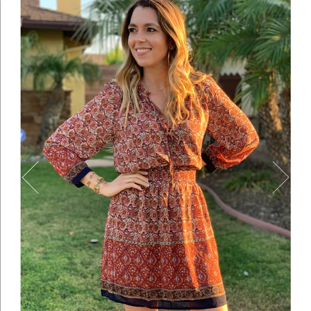 Dress Forum Boho Mini Dress with Smocked Waist, Size Small (NWOT)